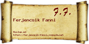 Ferjencsik Fanni névjegykártya